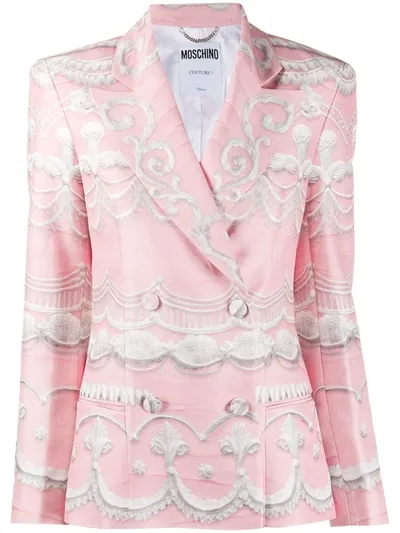 Moschino Cake-print Blazer Jacket In Pink