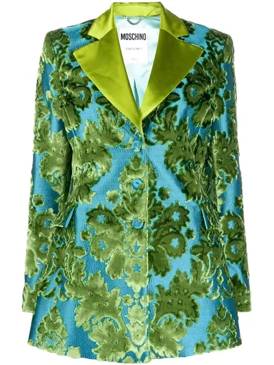 Moschino Jacquard Velvet Jacket Tapestry In Blue