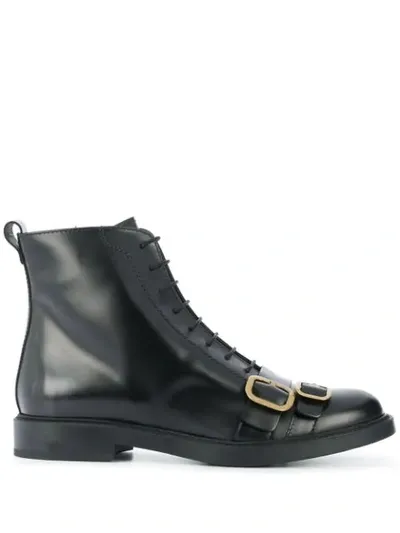 Tod's Buckle-detail Flat Boots In Black