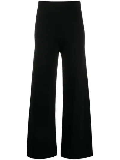 D-exterior High-waisted Wide Leg Trousers In Black