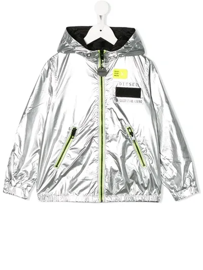 Diesel Little Kid's & Kid's Metallic Windbreaker Jacket In Silver