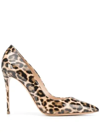 Casadei Leopard Print Leather Pumps In Brown