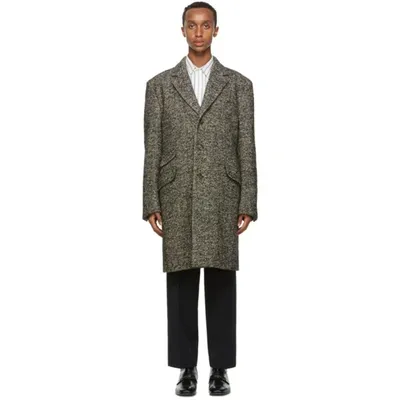 Gucci Herringbone Single-breasted Coat In Black