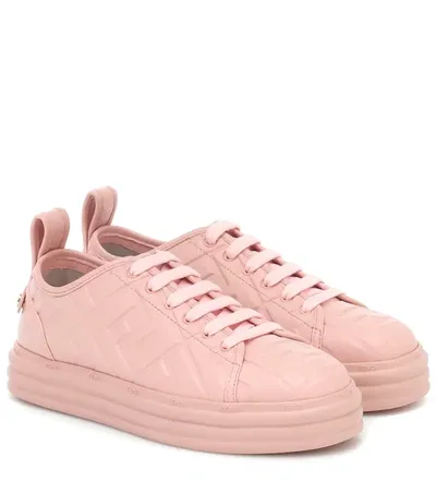 Fendi Embossed Monogram Low-top Sneakers In Pink