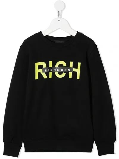 John Richmond Junior Kids' Logo-print Cotton Sweatshirt In Black