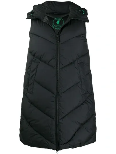 Save The Duck Chevron-quilt Sleeveless Puffer Jacket In Black