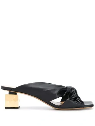 Mulberry Keeley Heel Drape Mule Sandals In Black