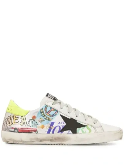 Golden Goose Graphic-print Super-star Sneakers In Silver