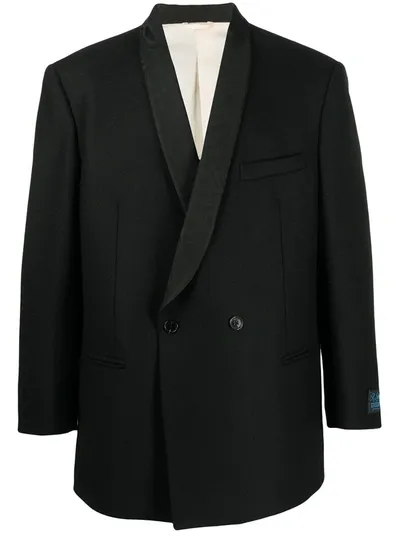 Raf Simons Double-breasted Satin-lapel Wool Smoking Jacket In Blue