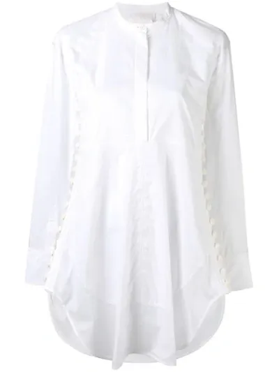 Chloé Grandad-collar Cotton-voile Dress In White