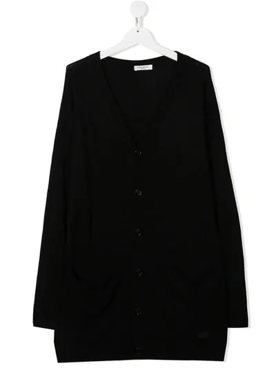 Paolo Pecora Teen Long Knit Cardigan In Black