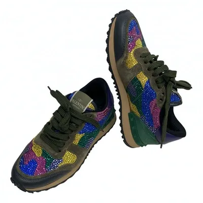 Pre-owned Valentino Garavani Rockrunner Leather Trainers In Multicolour