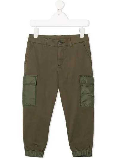 Moncler Kids' Straight-leg Cargo Trousers In Green