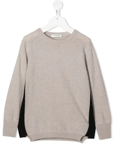 Paolo Pecora Kids' Contrast Panel Knit Jumper In Neutrals