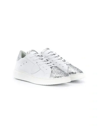 Philippe Model Teen Sequin Toe Sneakers In White