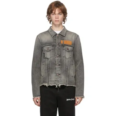 Palm Angels Grey Denim Jacket In Lt Grey