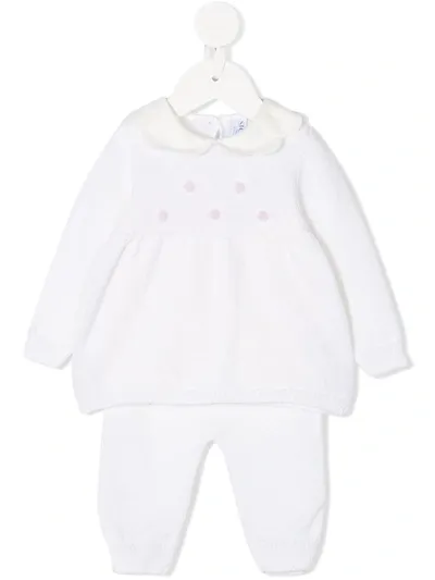 Siola Babies' Scallop-collar Top And Trouser Set In White