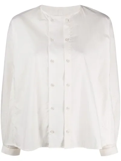 Toogood The Chef Collarless Cotton-poplin Shirt In White