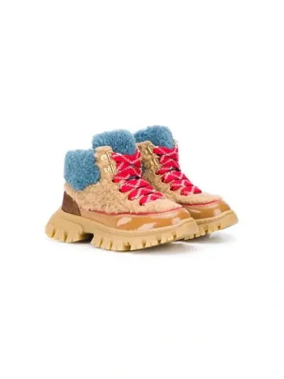 Mi Mi Sol Kids' Faux-fur Ankle Boots In Neutrals