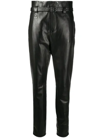 Simonetta Ravizza High-waist Belted Leather Trousers In Black