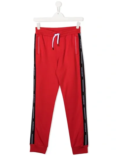 Givenchy Kids' Logo-strip Track Pants In Red