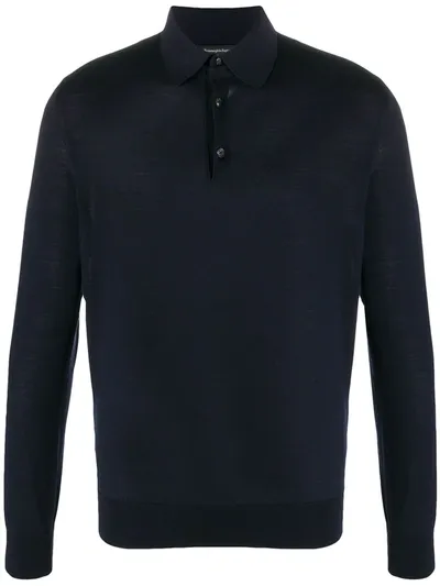 Ermenegildo Zegna Knitted Polo Shirt In Blue