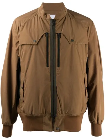 White Mountaineering Raglan Bomber Jacket In Brown