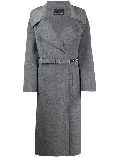 Ermanno Ermanno Belted Felt Coat In Grey