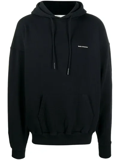 Drôle De Monsieur Flower Slogan Hoodie - Black In Nero