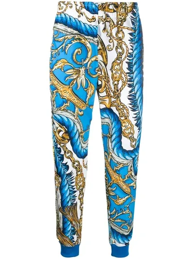 Moschino Chain Print Track Pants In Blue