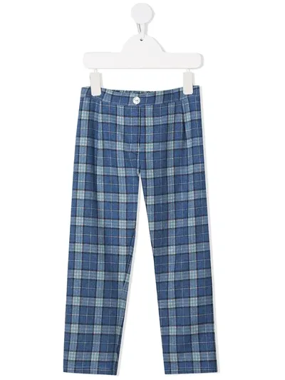 Siola Kids' Check Straight-leg Trousers In Blue