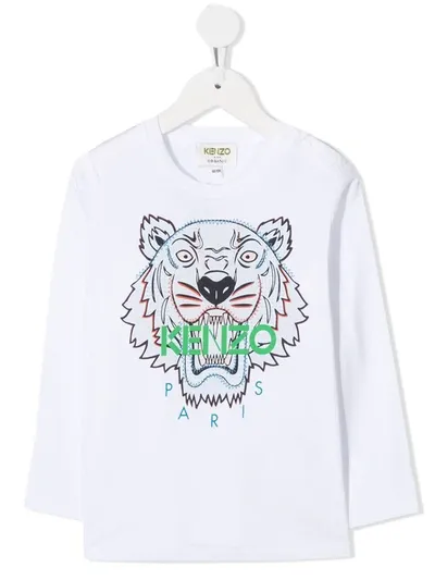 Kenzo Kids' Logo Embroidered Top In White