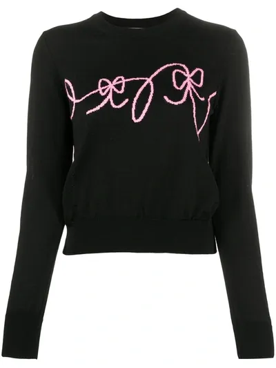 Comme Des Garcons Girl Intarsia-knit Crew-neck Jumper In Black