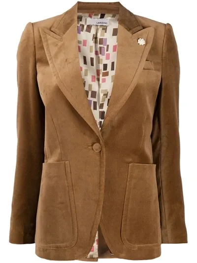 Lardini Velvet Effect Blazer Jacket In Neutrals