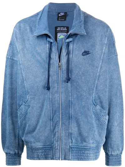 Nike Denim Bomber Jacket In Blue