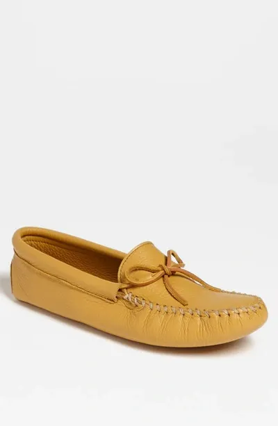 Minnetonka Men's Deerskin Leather Softsole Moccasin Loafers In Natural