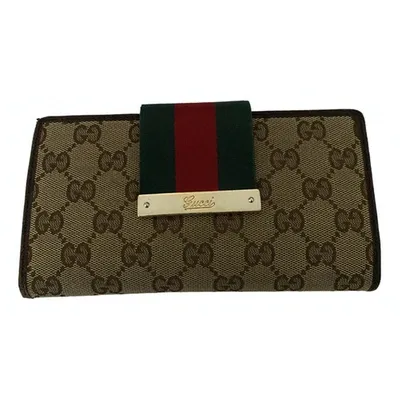 Pre-owned Gucci Cloth Wallet In Beige