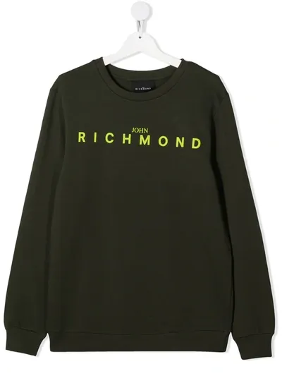 John Richmond Junior Kids' Logo Print Sweatshirt In Green