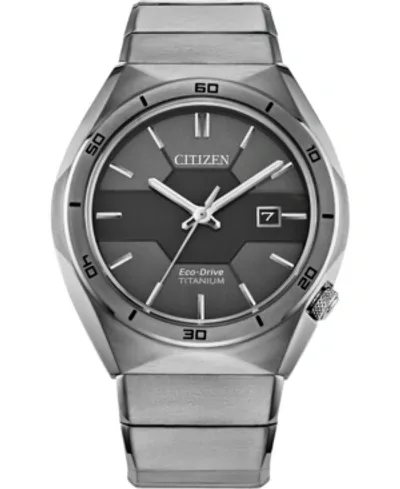 Citizen Men's Armor Eco-drive Silver-tone Titanium Bracelet Watch 41mm In Black / Gray / Grey