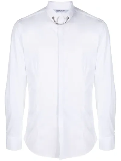 Neil Barrett Embroidered Collar Shirt In White