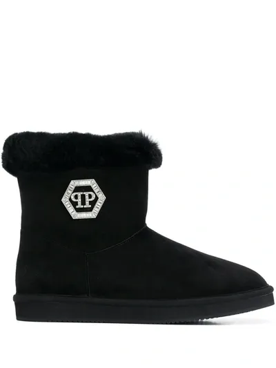 Philipp Plein Crystal Plein Ankle Boots In Black