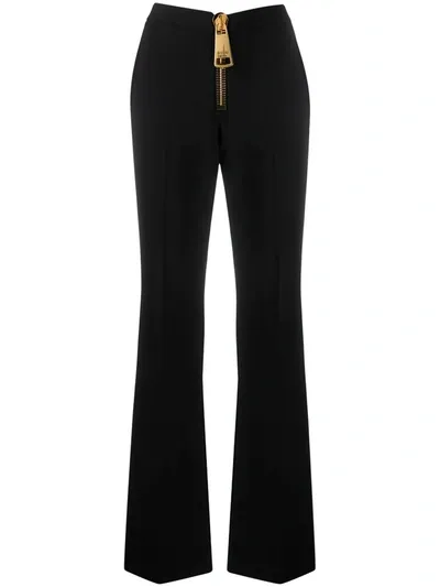 Moschino Zipped Flared Trousers In Black