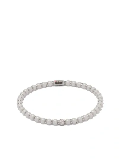 Roberto Demeglio 18kt White Gold, Diamond And White Ceramic Sfera Bracelet In Silver