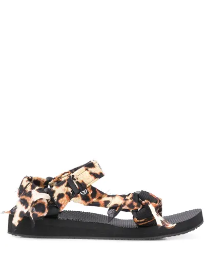 Arizona Love Trekky Leopard-print Gauze-trimmed Canvas Sandals In Leopard Print