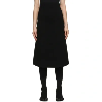 Balenciaga A-line Skirt In Ribbed Technical Wool In Black