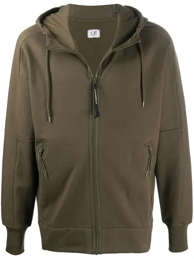 C.p. Company Google Embellished Cotton Hoodie In Green