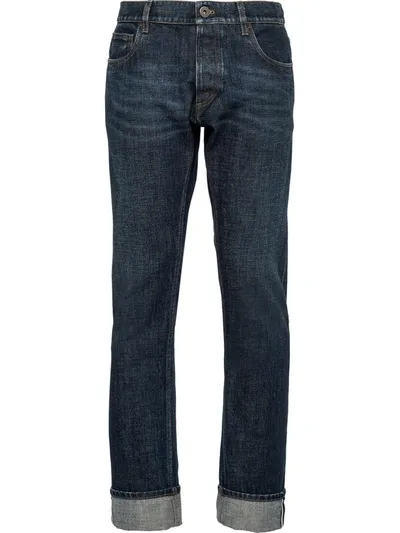 Prada Selvedge Denim Five-pocket Jeans In Blue