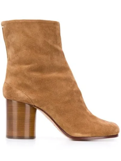 Maison Margiela Tabi 100mm Suede Boots In Brown