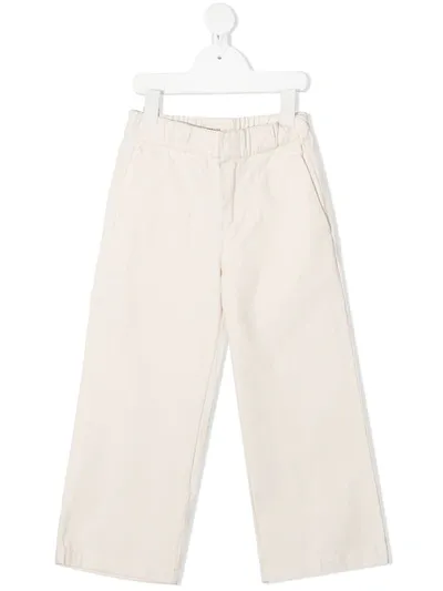 Longlivethequeen Kids' Straight-leg Cotton Trousers In Neutrals