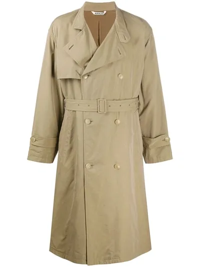 Auralee Waxed Trench Coat In Neutrals